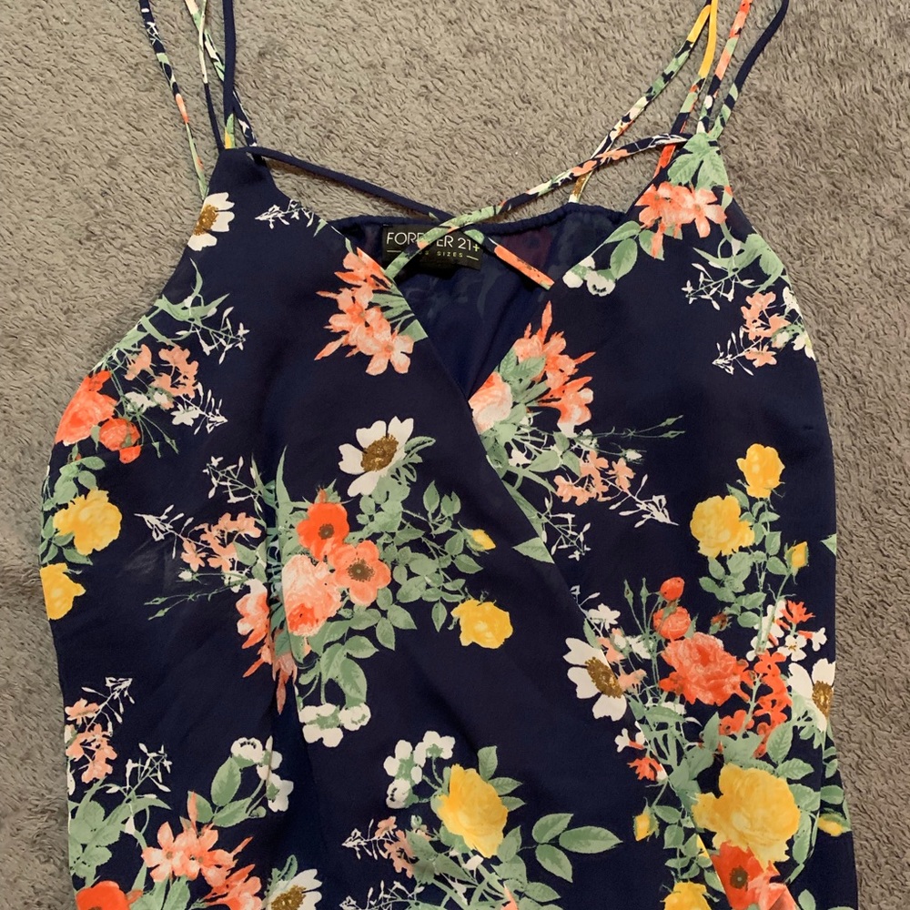 Strappy floral blouse